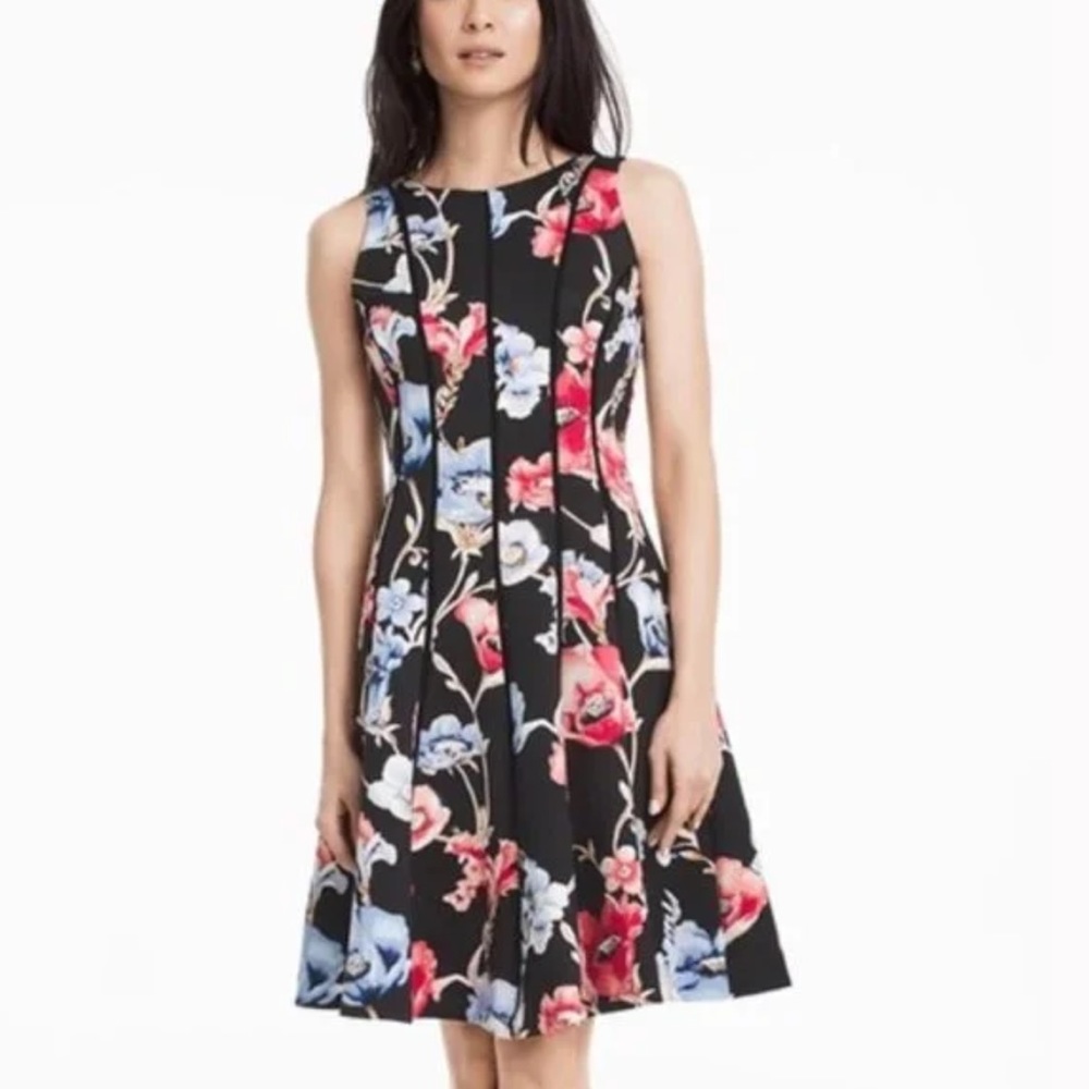 White House Black Market Floral Sleeveless Fit & Flair Dress - 8